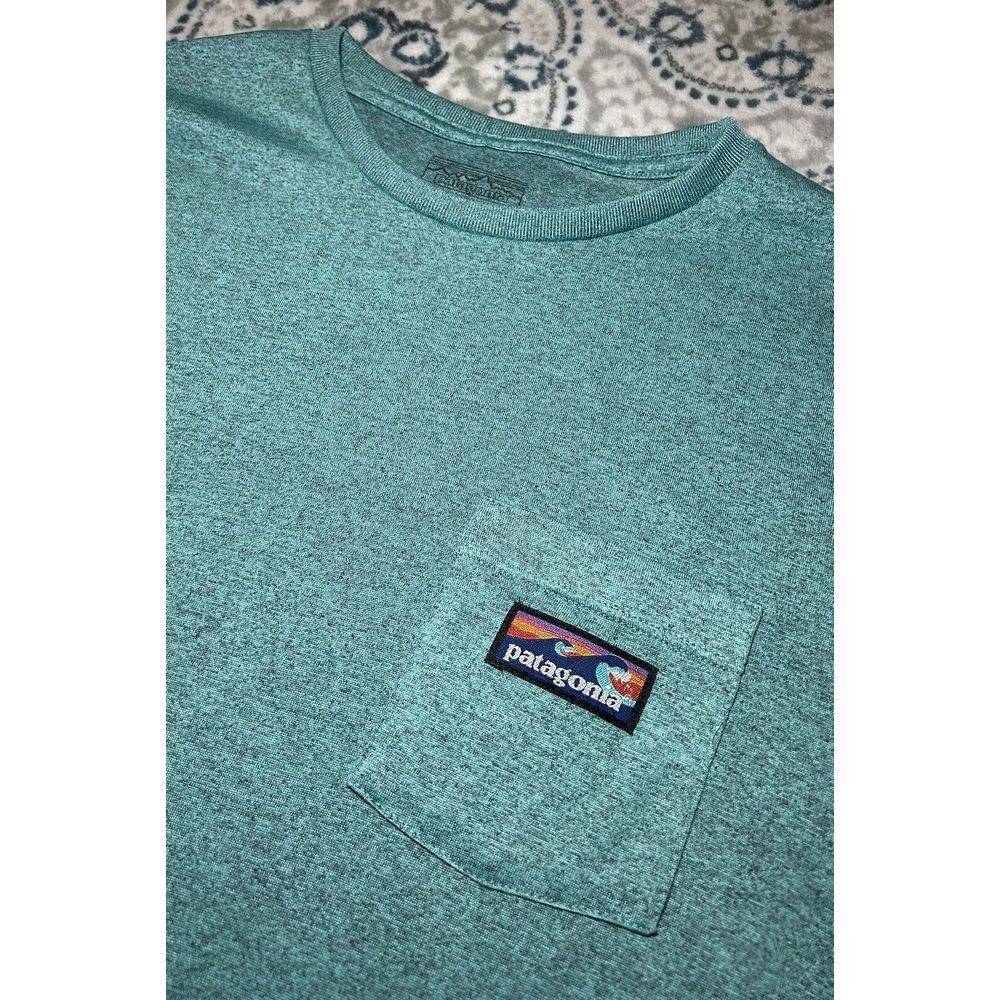 Patagonia Men's Small Short Sleeve Slim Fit Logo T-Shirt Green Pocket